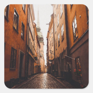 Pegatina Cuadrada Gamla Stan, Estocolmo, Suecia