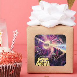 Pegatina Cuadrada Gamma Ray Burst Pulsars Kilonova Colisión cósmica