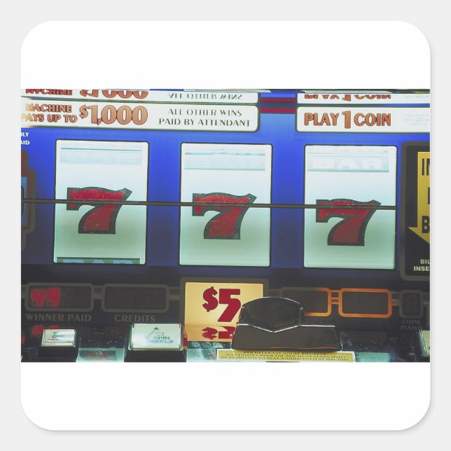 Pegatina Cuadrada Ganador de la máquina tragaperras afortunada (Anverso)