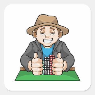 Pegatina Cuadrada Ganador del póquer