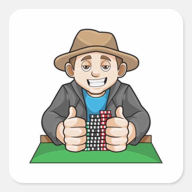 Pegatina Cuadrada Ganador del póquer (Anverso)