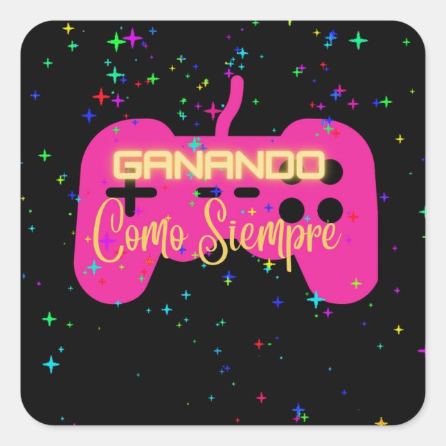 Pegatina Cuadrada ganando como siempre, videogamer (Anverso)