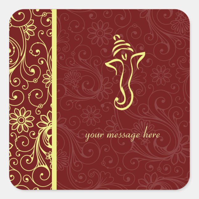 Pegatina Cuadrada Ganapati Wedding Stickers (Anverso)
