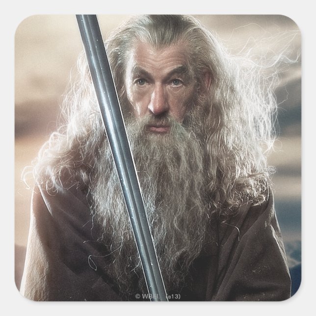 Pegatina Cuadrada Gandalf Character Poster 2 (Anverso)