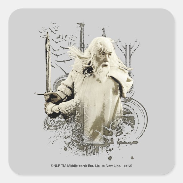 Pegatina Cuadrada GANDALF™ con colección de vectores de espada (Anverso)