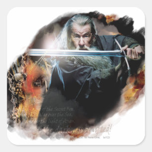 Pegatina Cuadrada Gandalf Con Espada En Batalla