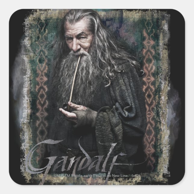 Pegatina Cuadrada Gandalf con nombre (Anverso)