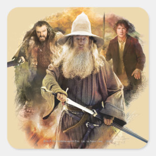 Pegatina Cuadrada Gandalf, THORIN OAKENSHIELD™ y BILBO BAGGINS™