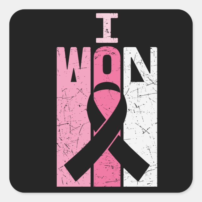 Pegatina Cuadrada Gané sobreviviente de Guerrero de Concienciación s (Anverso)