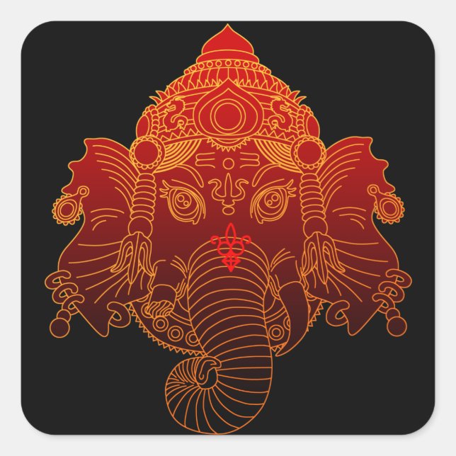 Pegatina Cuadrada ganesha (Anverso)