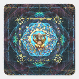 Pegatina Cuadrada Ganesha- OM Gam Ganapataye Namah