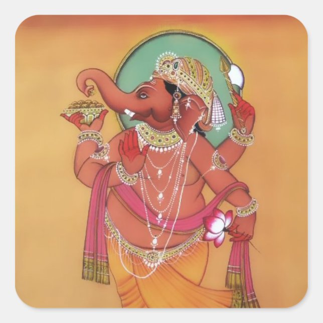 Pegatina Cuadrada Ganesha Stickers #3 (Anverso)