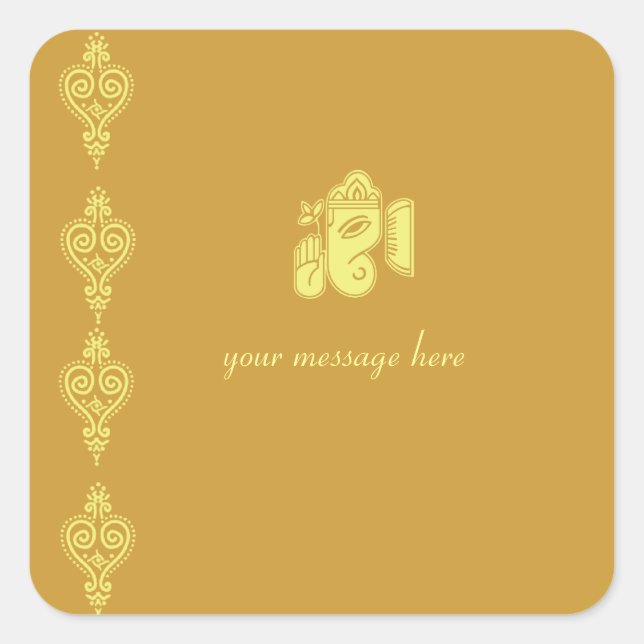 Pegatina Cuadrada Ganesha Wedding Stickers (Anverso)