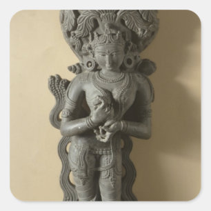 Pegatina Cuadrada Ganga, diosa que personifica el río sagrado Ga