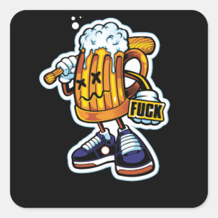 Pegatina Cuadrada Gangsta Beer
