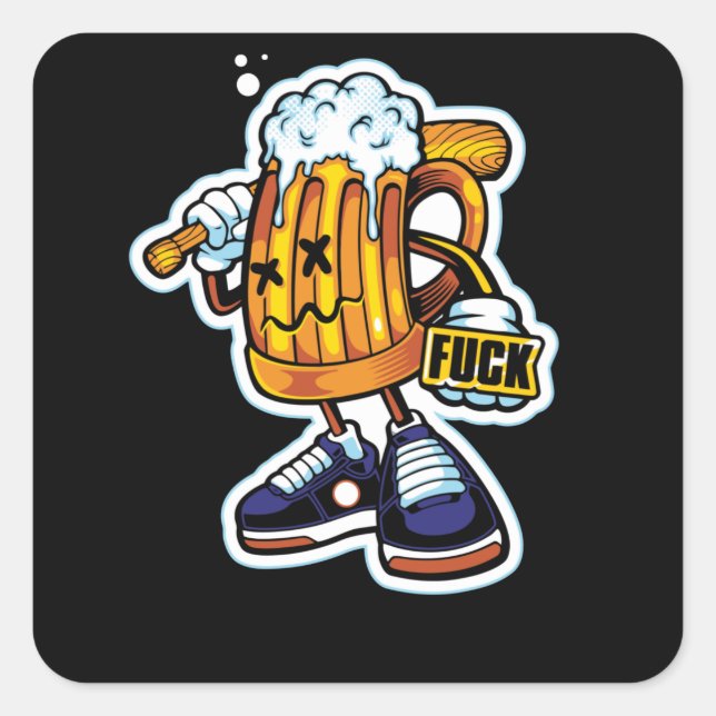 Pegatina Cuadrada Gangsta Beer (Anverso)