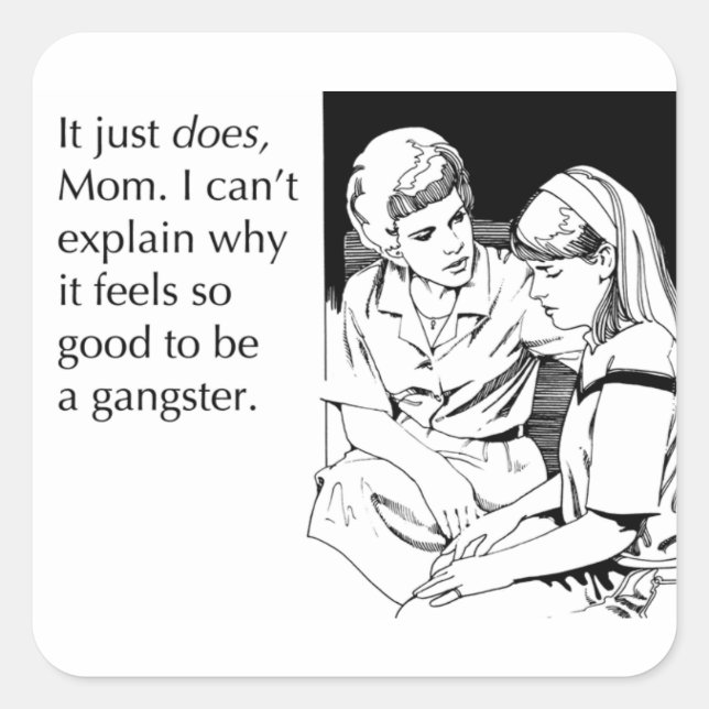 Pegatina Cuadrada Gangster (Anverso)