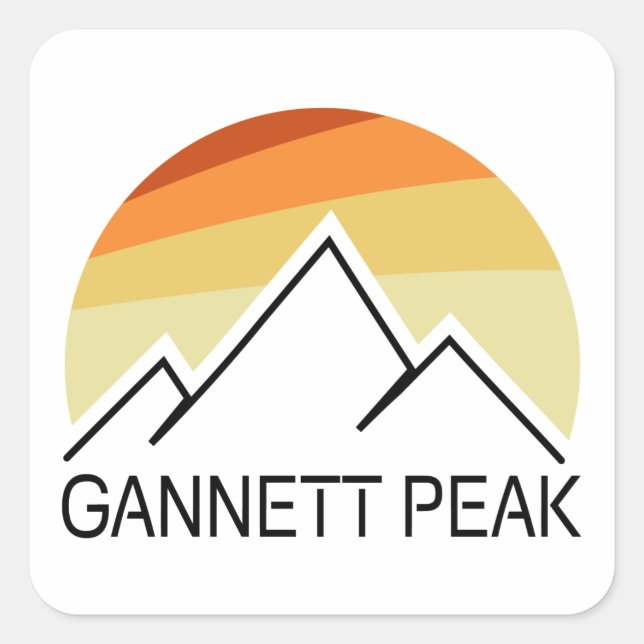 Pegatina Cuadrada Gannett Peak Retro (Anverso)