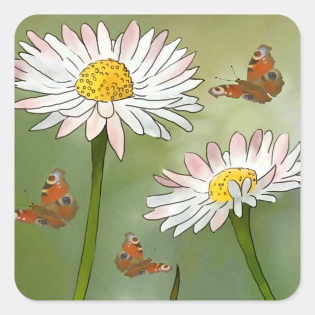 Pegatina Cuadrada Gänseblümchen (Anverso)