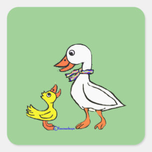Pegatina Cuadrada Ganso atascado con una alambrada de pato y una tor