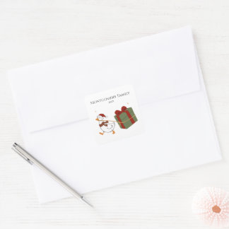 Pegatina Cuadrada Ganso Ladrón de Regalos de Navidad Personalizado