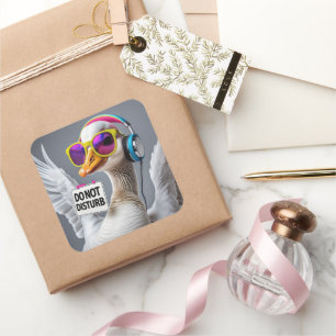 Pegatina Cuadrada Ganso No Molestar