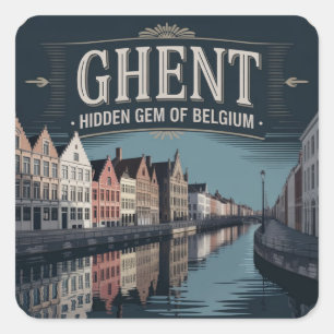 Pegatina Cuadrada Gante – Joya Oculta de Bélgica