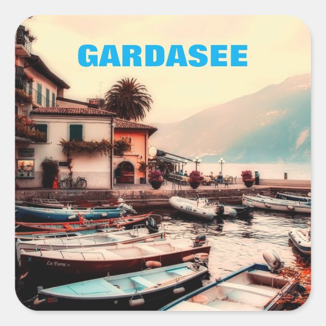 Pegatina Cuadrada Gardasee Italien (Anverso)
