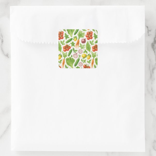 Pegatina Cuadrada Garden-Fresh Veggie Salad— Friend Sticker (Bolso)