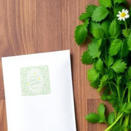 Pegatina Cuadrada Garden Party Herb Garden Seed Baby Shower