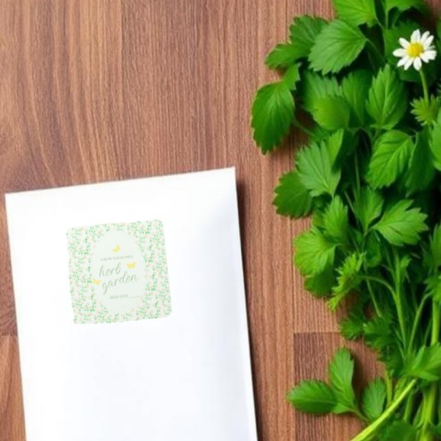 Pegatina Cuadrada Garden Party Herb Garden Seed Baby Shower (Subido por el creador)