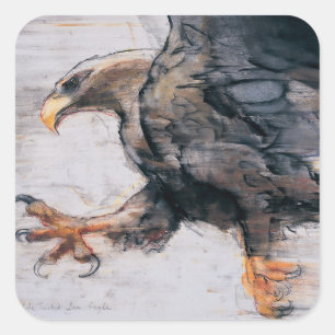 Pegatina Cuadrada Garras - mar Eagle atado blanco 2001