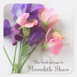 Pegatina Cuadrada Garzas dulces en la placa de papel texturada