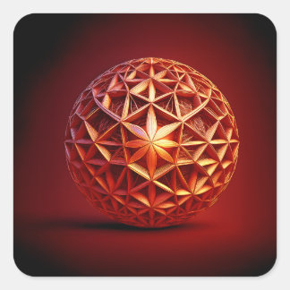 Pegatina Cuadrada Gasket Fractal Sierpinski Rojo