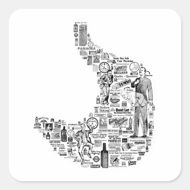 Pegatina Cuadrada Gastroenterología de la vendimia - regalo gastroen (Anverso)