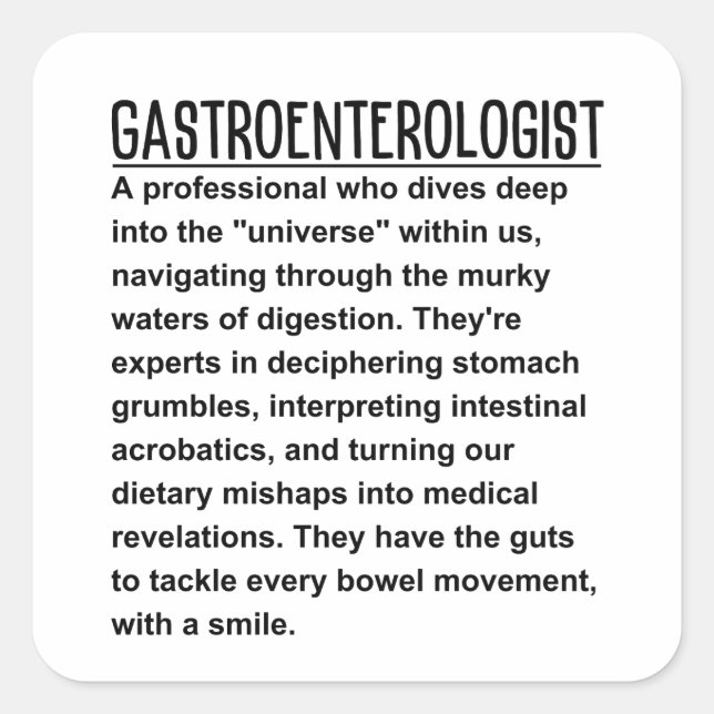 Pegatina Cuadrada Gastroenterólogo (Anverso)