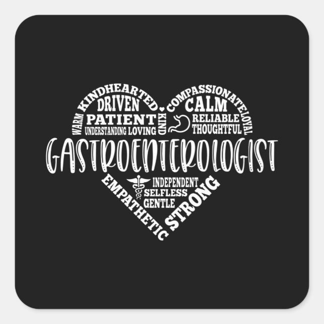 Pegatina Cuadrada Gastroenterólogo, médica GI, gastro (Anverso)