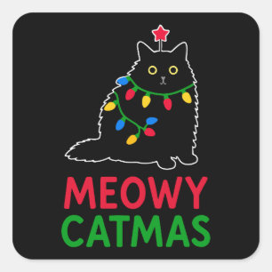 Pegatina Cuadrada Gat Navidad
