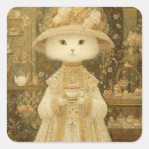Gata Lady Snow – Gato Victoriano con Taza de Té
