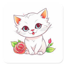 Gatito con rosa roja