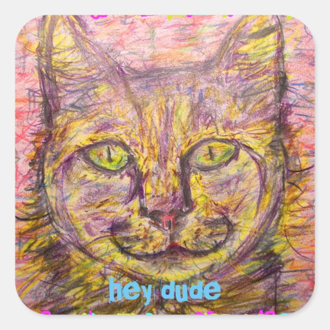 Pegatina Cuadrada gatito del día del sol hey (Anverso)