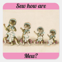 Pegatina Cuadrada Gatitos de masas de vintage