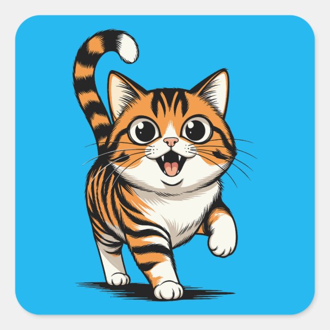 Pegatina Cuadrada gato (Anverso)