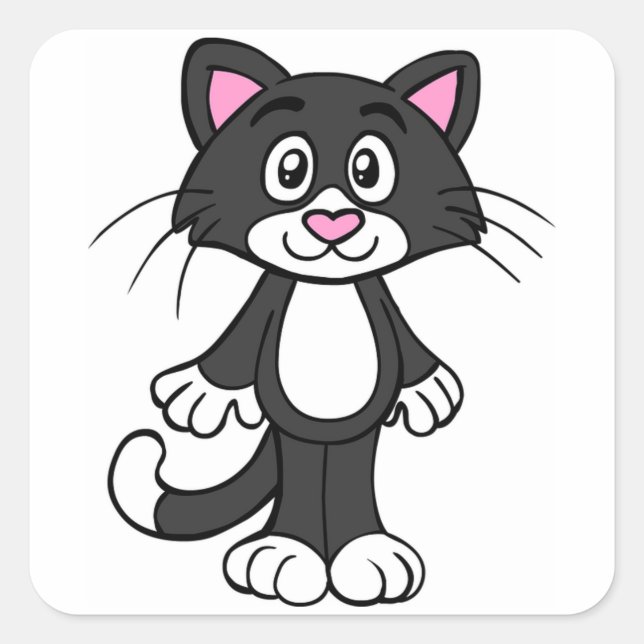 Pegatina Cuadrada Gato (Anverso)