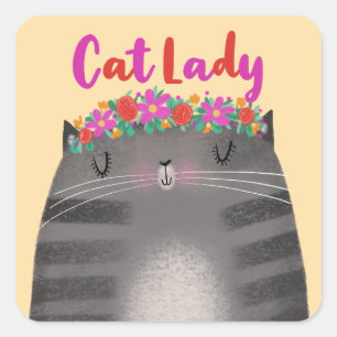 Pegatina Cuadrada Gato