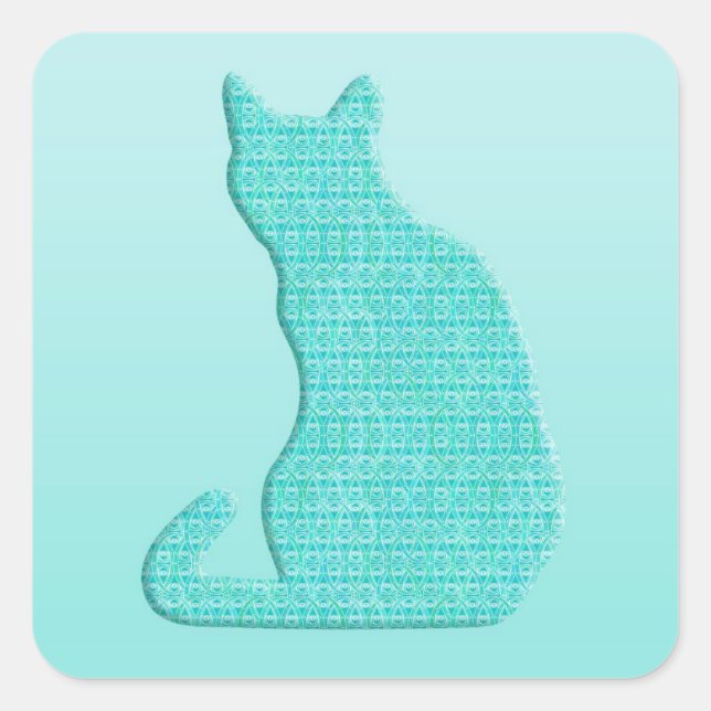 Pegatina Cuadrada Gato árabe - tonos turquesa (Anverso)