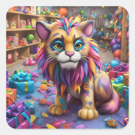 Pegatina Cuadrada Gato artístico