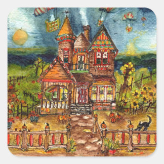 Pegatina Cuadrada Gato asustado