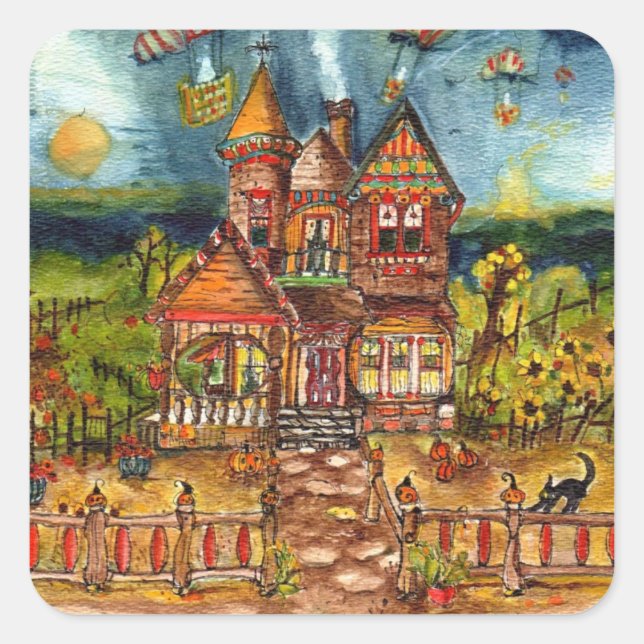 Pegatina Cuadrada Gato asustado (Anverso)