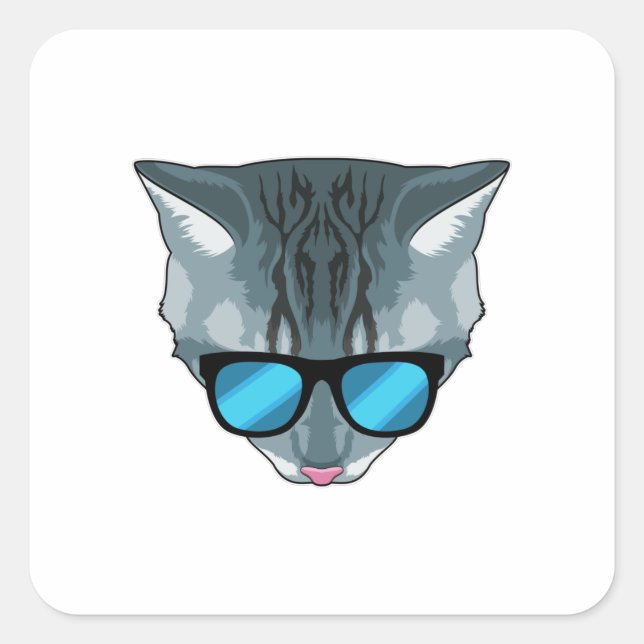Pegatina Cuadrada Gato con gafas de sol (Anverso)